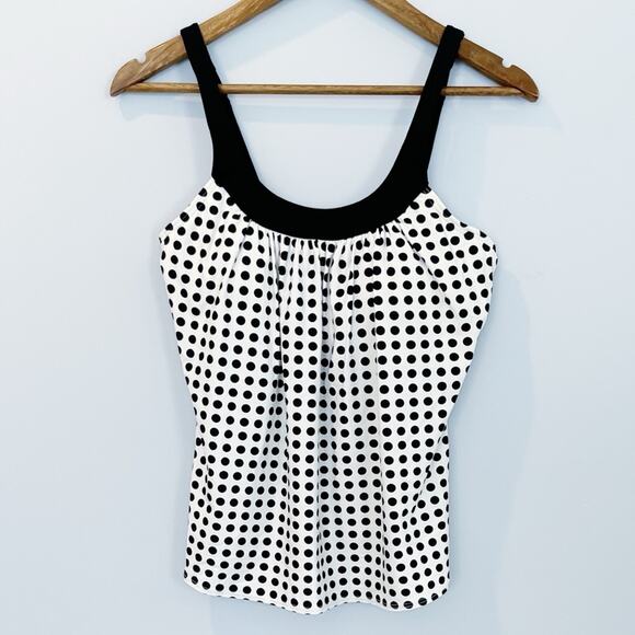 NEW Coco Reef Draped Polka Dot Tankini Top Black & White Size 34C - Picture 2 of 12